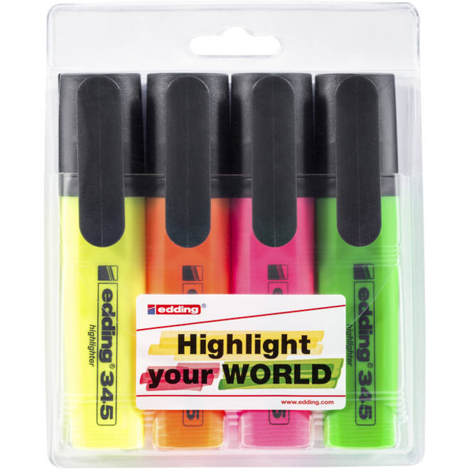 Markeerstift edding 345 2-5mm assorti set à 4 stuks