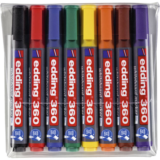 Viltstift edding 360 whiteboard rond 1.5-3mm assorti set à 8 stuks