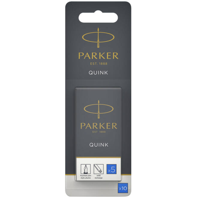 Inktpatroon Parker Quink uitwasbaar blauw blister à 10 stuks