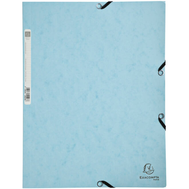 Elastomap Exacompta Aquarel A4 3 kleppen 400gr glanskarton blauw