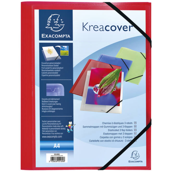 Elastomap Exacompta Kreacover A4 3 kleppen PP assorti