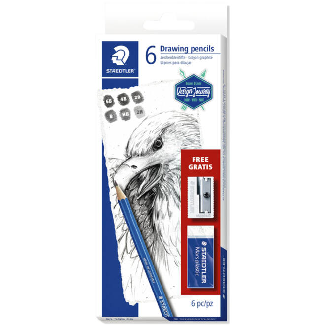 Potlodenset Staedtler Design Journey Lumograph met gratis gum en puntenslijper