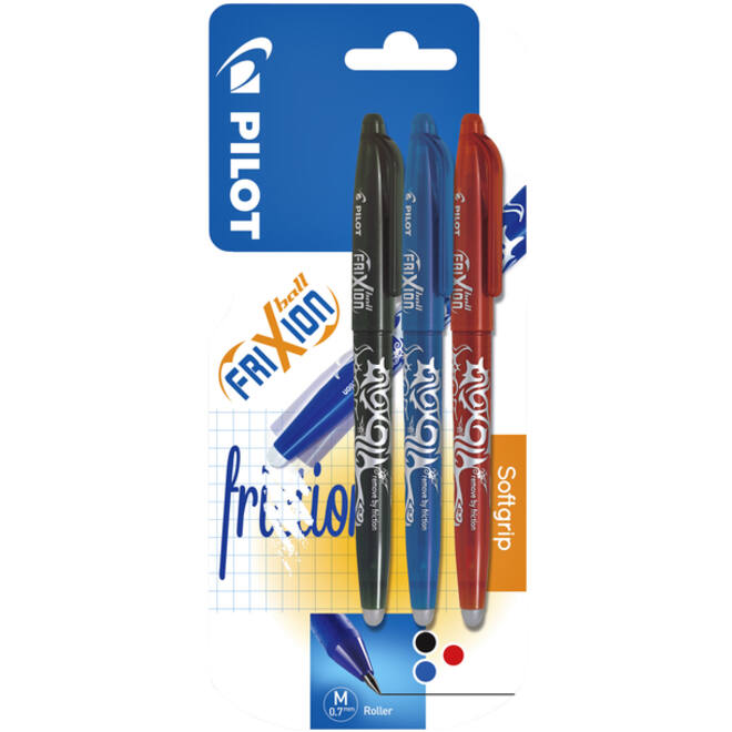 Rollerpen PILOT friXion medium assorti blister à 3 stuks