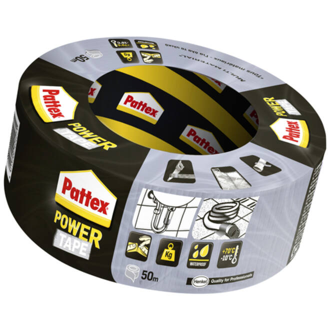 Plakband Pattex Power Tape 50mmx50m grijs