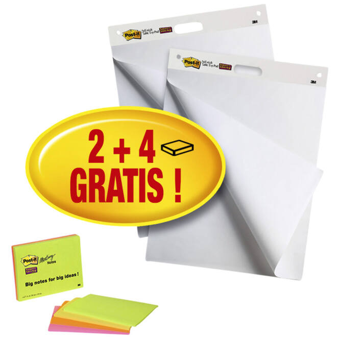 Meeting chart Post-it 559 63.5x76.2cm 2 blokken + 4 blokken Meeting notes gratis
