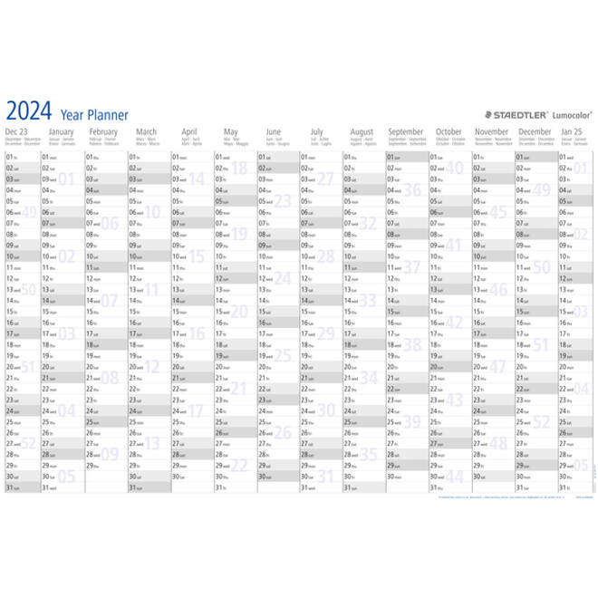 Jaarplanner 2026 Staedtler Lumocolor 84x60cm oprolbaar