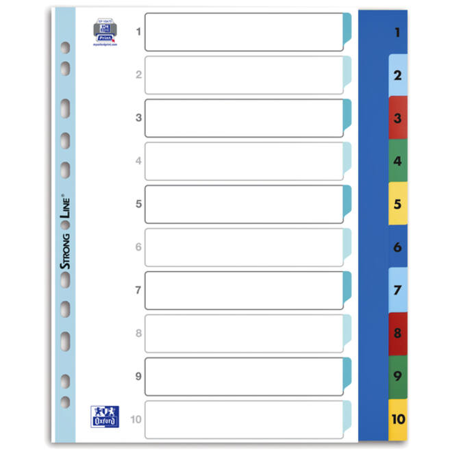 Tabbladen Oxford A4+ 11-gaats 1-10 PP kleur
