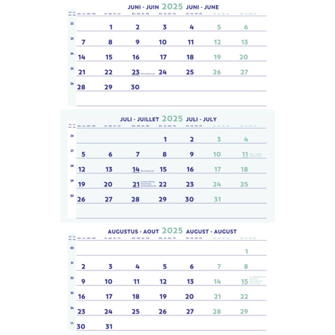 3-Maandkalender 2027 Brepols 30x43cm
