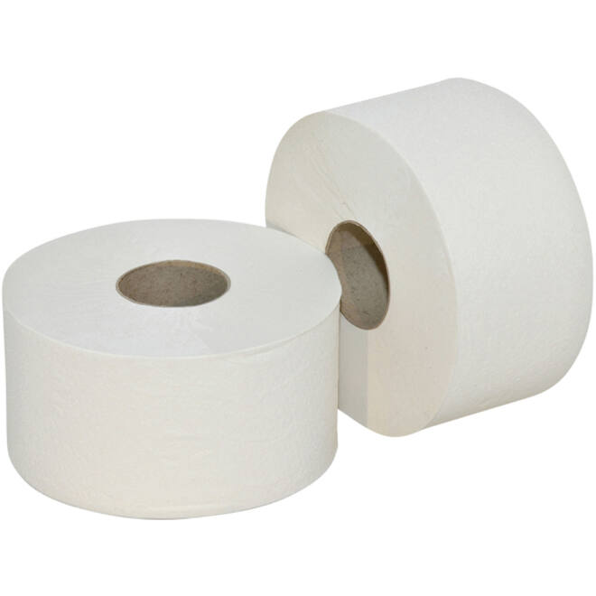 Toiletpapier Euro Products Q5 mini jumbo 2l recycled 180m wit 240218