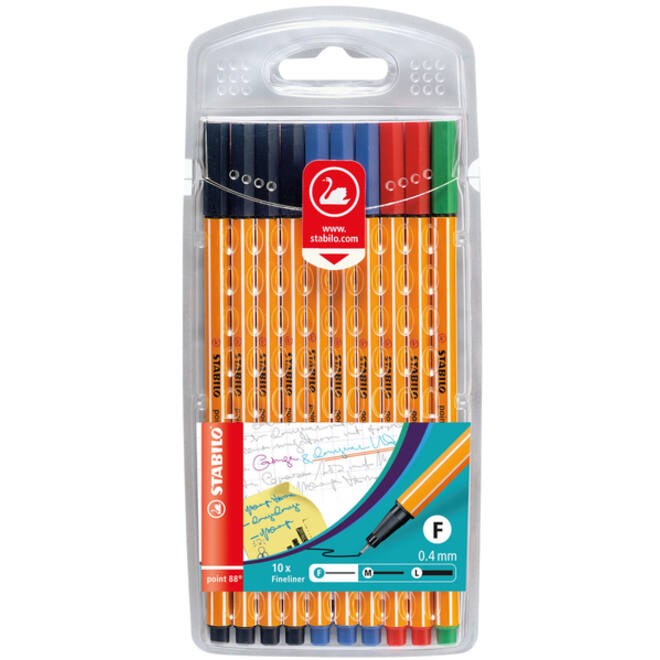 Fineliner STABILO point 88/10 Office fijn assorti etui à 10 stuks
