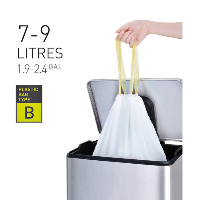Afvalzak EKO MDPE type B met trekband 40x45cm 7-9L wit
