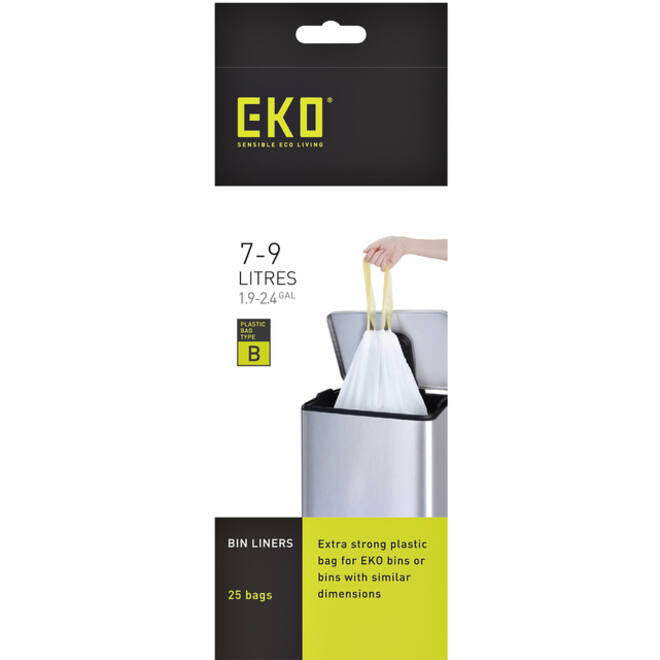 Afvalzak EKO MDPE type B met trekband 40x45cm 7-9L wit