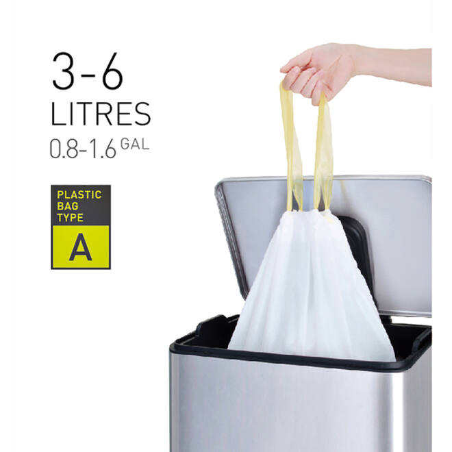 Afvalzak EKO MDPE type A met trekband 35x40cm 3-6L wit