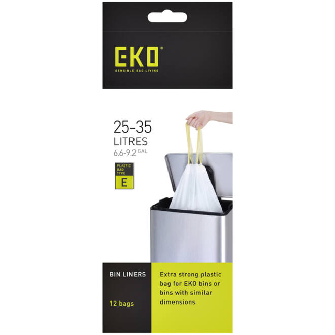 Afvalzak EKO MDPE type E met trekband 55x70cm 25-35L wit