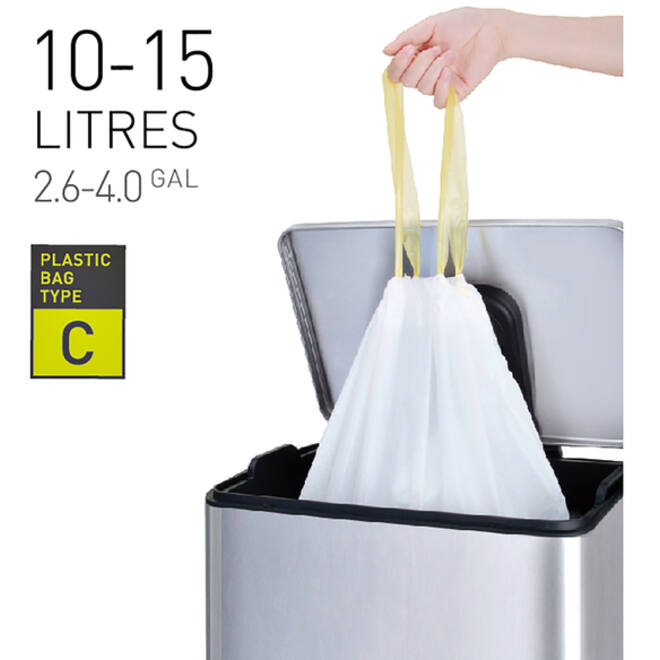 Afvalzak EKO MDPE type C met trekband 45x50cm 10-15L wit