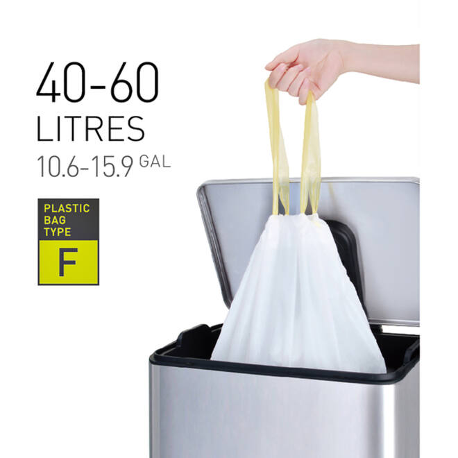 Afvalzak EKO MDPE type F met trekband 64x75cm 40-60L wit