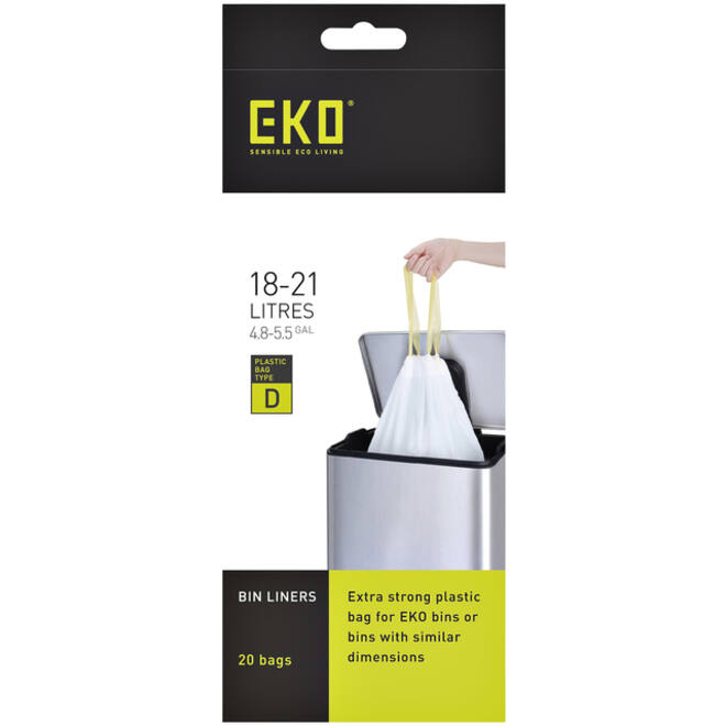 Afvalzak EKO MDPE type D met trekband 55x55cm 18-21L wit