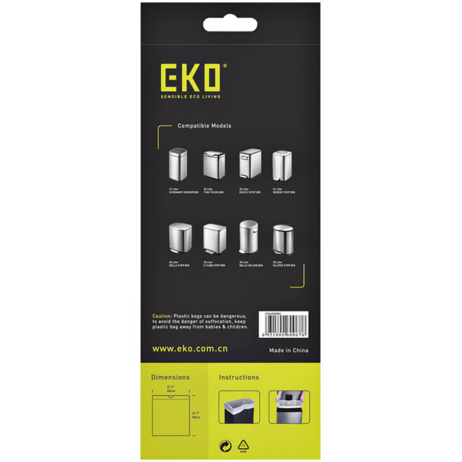 Afvalzak EKO MDPE type D met trekband 55x55cm 18-21L wit