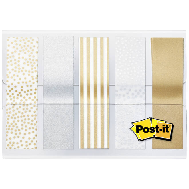 Indextabs Post-it 684 12mmx43mm metallic motief goud zilver