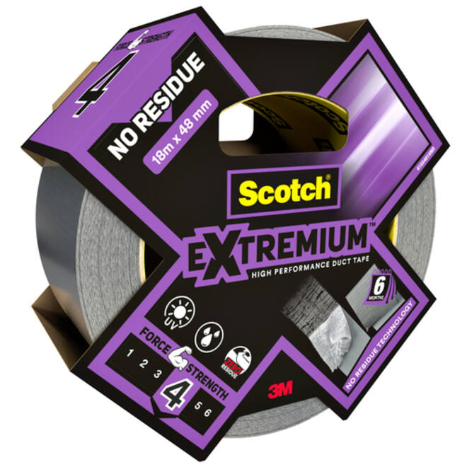 Duct tape Scotch Extremium no residue 18.2mx48mm grijs