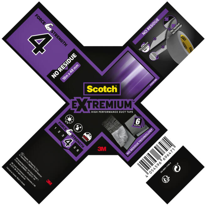 Duct tape Scotch Extremium no residue 18.2mx48mm grijs