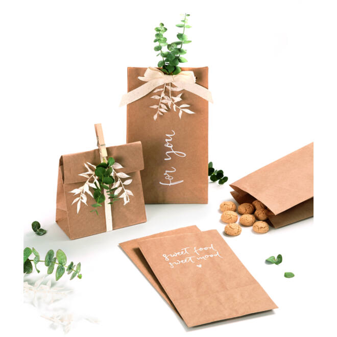 Blokbodemzak Folia 12x6x21cm foodsafe kraft set à 15 stuks