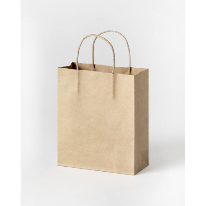 Tas met handvat Folia kraftpapier 125gr 18x21x8cm 20 stuks naturel