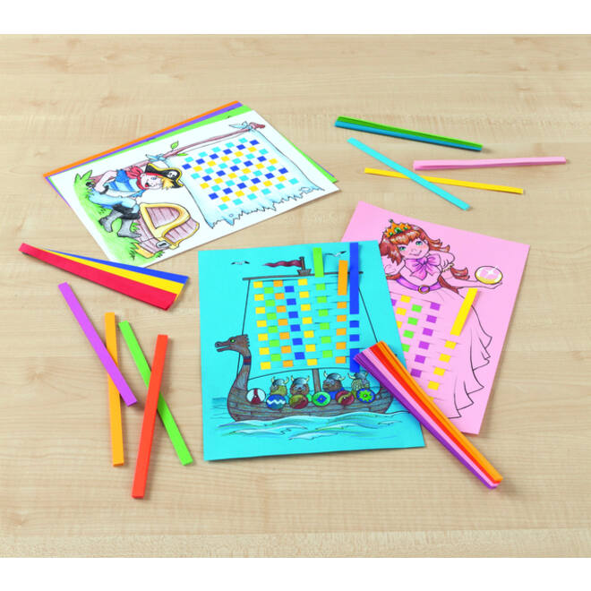Vlechtpapierset Folia A4 8 designs 24vel inclusief vlechtstroken