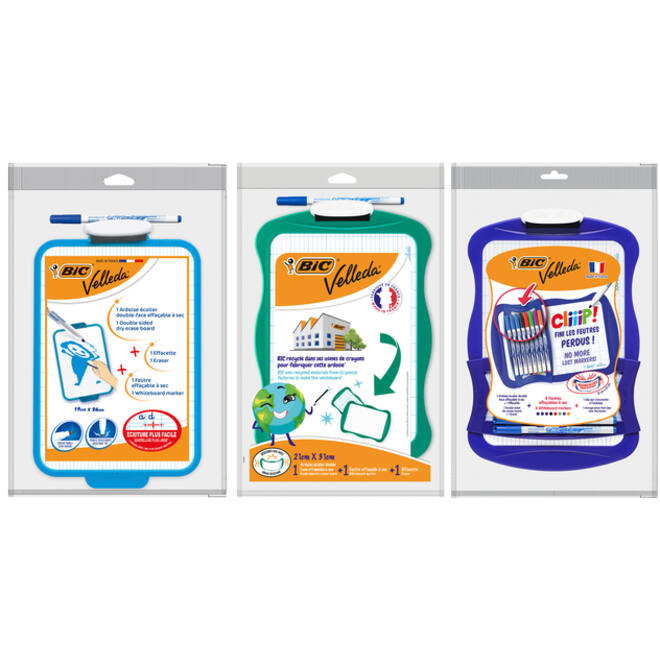 Whiteboard Bic Velleda 21x31cm inclusief 8 stiften en wisser