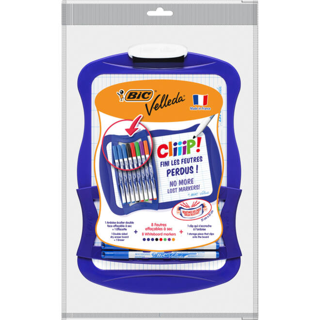Whiteboard Bic Velleda 21x31cm inclusief 8 stiften en wisser