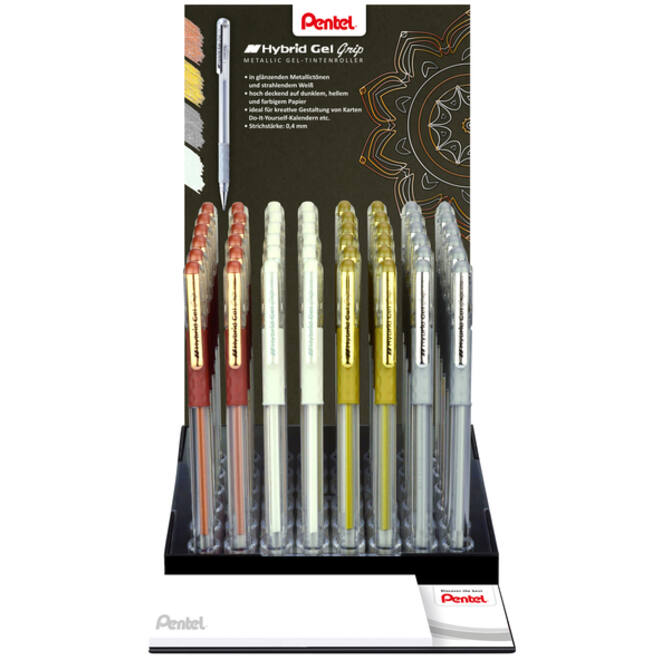Gelschrijver Pentel K118 Grip medium assorti 4 kleuren