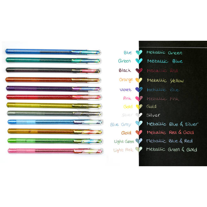 Gelschrijver Pentel K110 Dual medium metallic assorti 8 kleuren