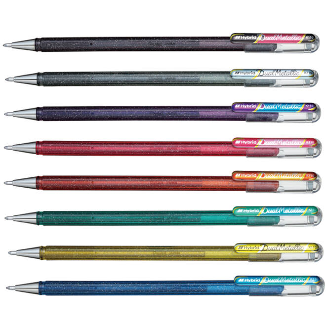 Gelschrijver Pentel K110 Dual medium metallic assorti 8 kleuren