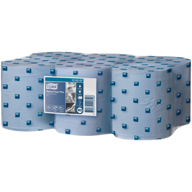 Poetspapier Tork Wiping Plus M2 Centerfeed 2-laags 157m blauw 128207