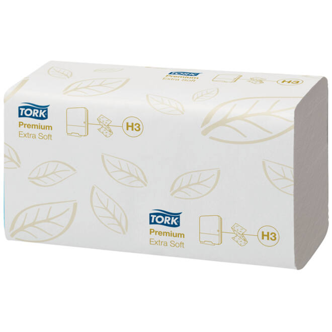 Handdoek Tork H3 Premium singlefold 2-laags 226x230mm 15x200 vel wit 100278