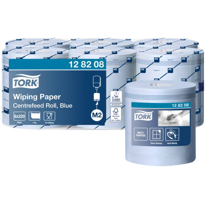 Poetspapier Tork M2 Advanced 1-laags 320m blauw 128208