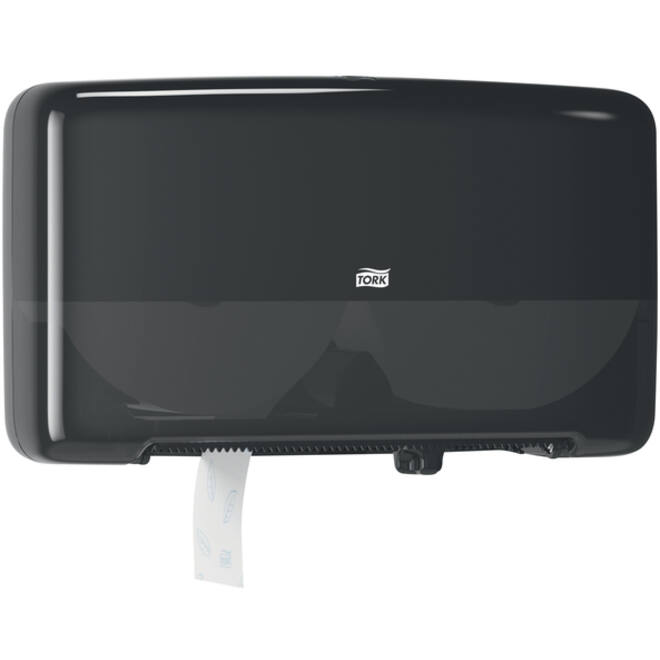 Toiletpapierdispenser Tork Twin Mini T2 Elevation zwart 555508