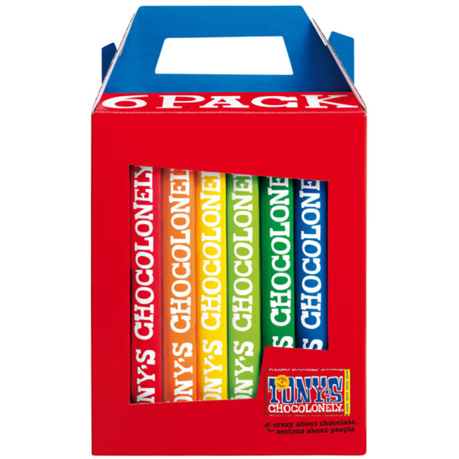 Chocolade Tony's Chocolonely Rainbowpack Classic 6 repen à 180gr