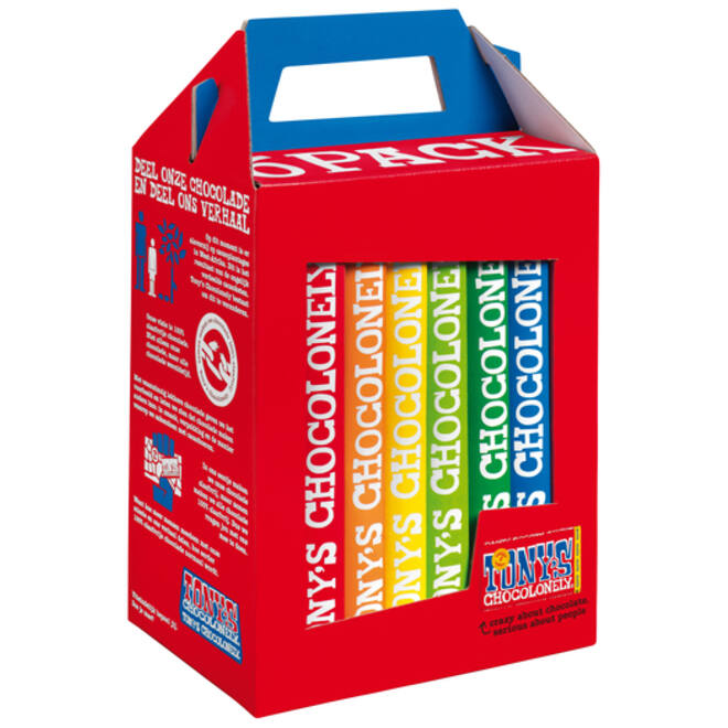 Chocolade Tony's Chocolonely Rainbowpack Classic 6 repen à 180gr