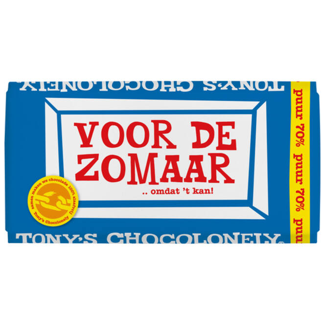 Chocolade Tony's Chocolonely puur zomaar reep 180gr