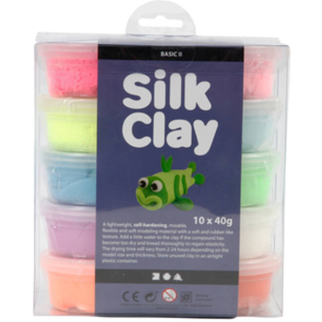 Klei Silk Clay basic-2 10 x 40gr 10 neon kleuren