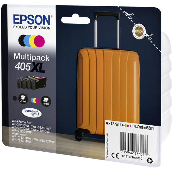 Inktcartridge Epson 405XL T05H64 zwart + 3 kleuren