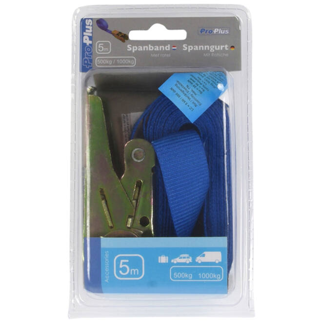 Spanband ProPlus blauw met ratel 5m