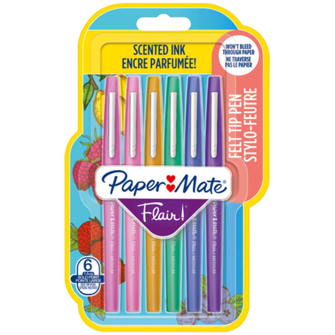 Fineliner Paper Mate Flair met geur blister à 6 kleuren