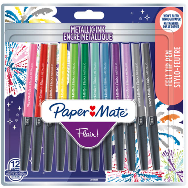 Fineliner Paper Mate Flair Metallic 12 stuks assorti