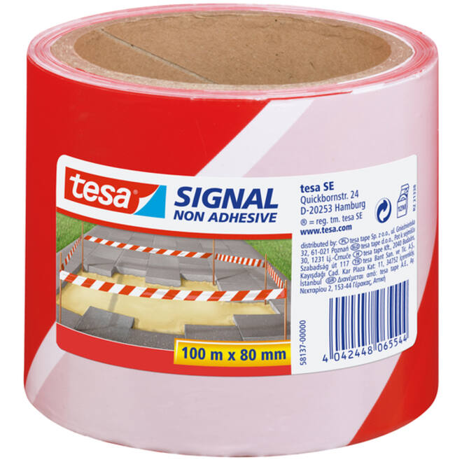 Waarschuwings- en markeerlint tesa® Signal 100mx80mm rood-wit