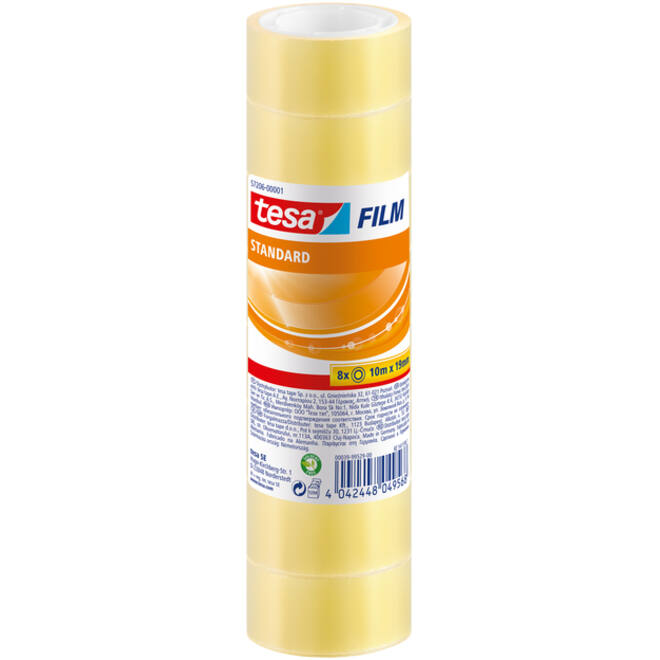 Plakband tesafilm® Standaard 10mx19mm transparant 8 rollen