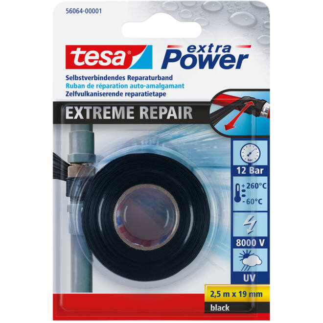 Reparatietape tesa® Extreme Repair 2.5mx19mm zwart