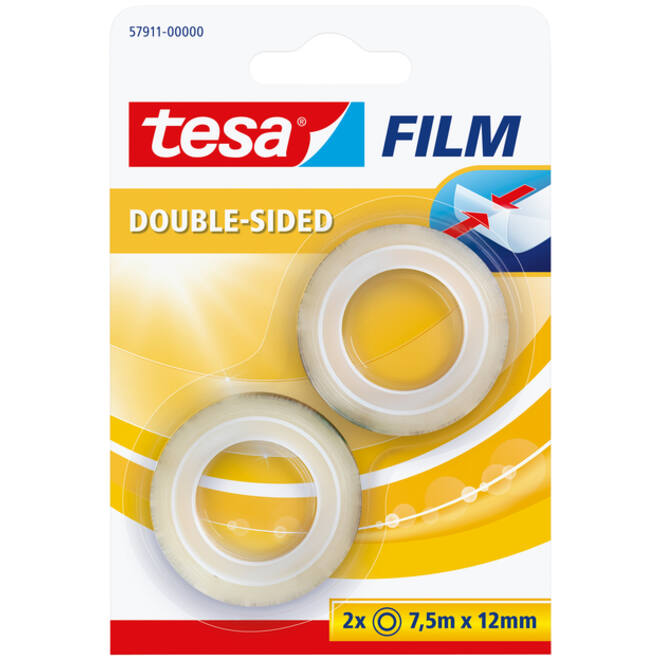 Tape tesafilm® dubbelzijdig 7.5mx12mm transparant 2 rollen