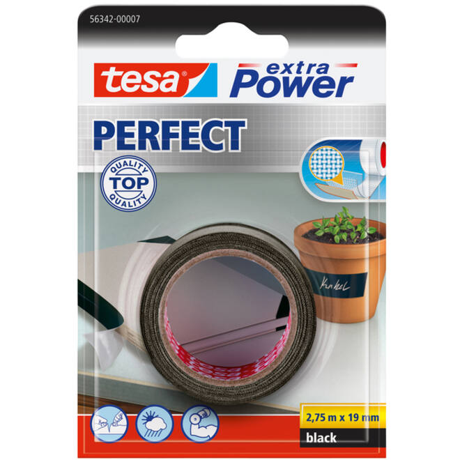 Reparatietape tesa® extra Power Perfect 2.75mx19mm zwart